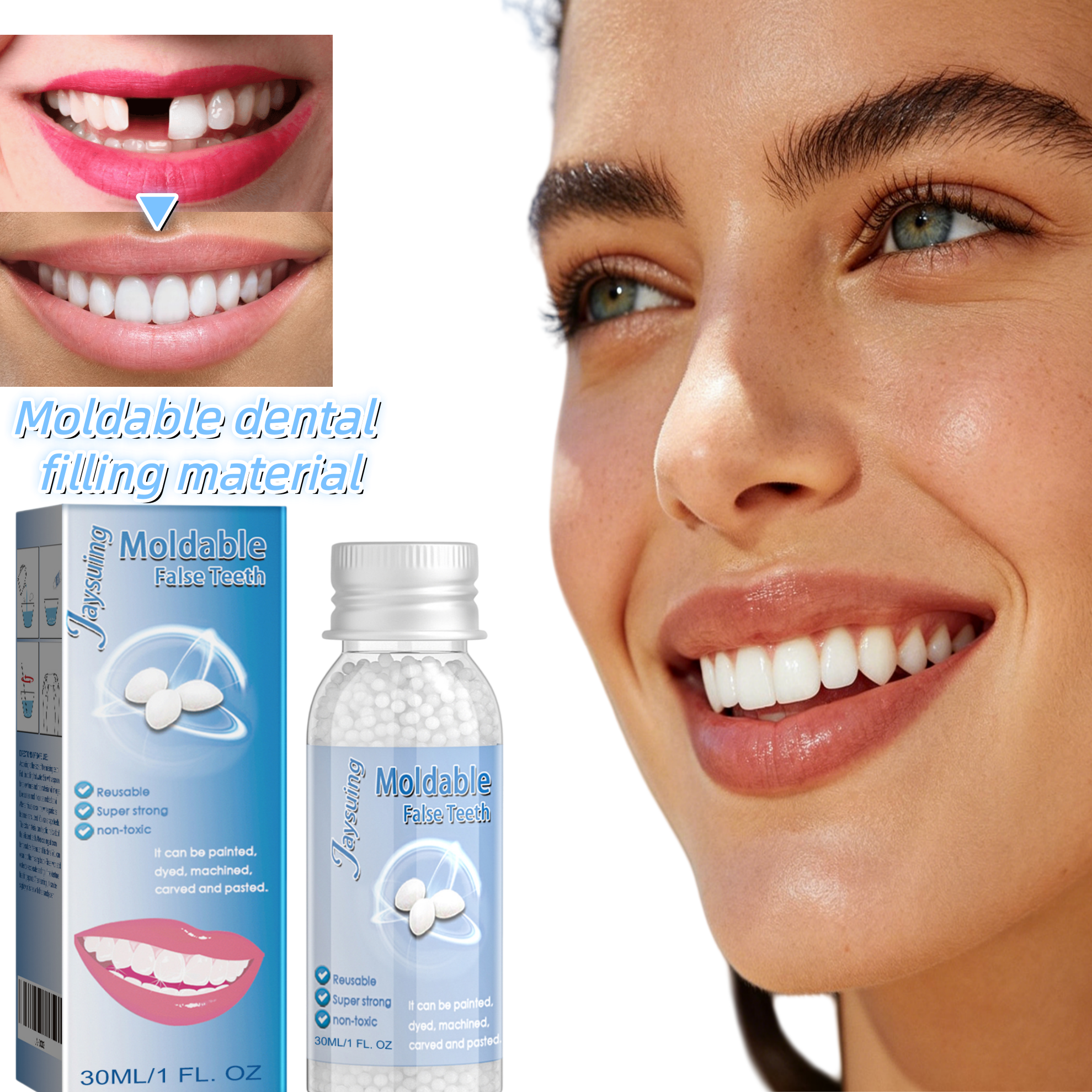 Teeth Whitening Uv Kit - Moldable Dental Filling Material,Advanced Polyurethane Toughness,Instant