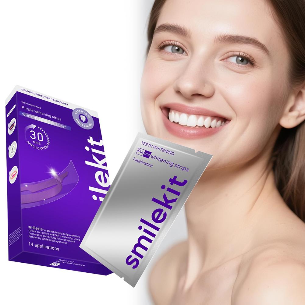 Teeth Whitening Gel Pen - 42Pairs Purple Teeth Whitening Strips V34