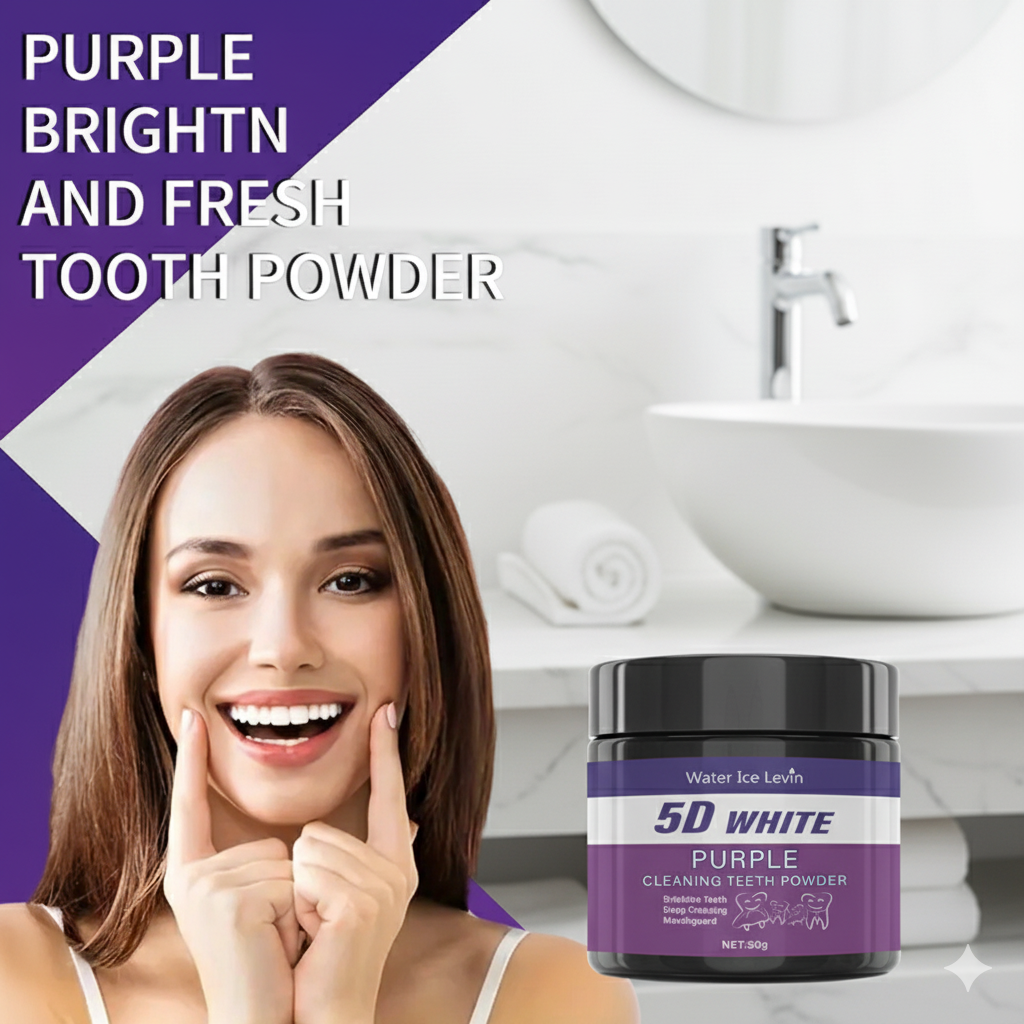 5D White Teeth Powder. Purple  - огляд і ціна Teeth Whitening Baking Soda
