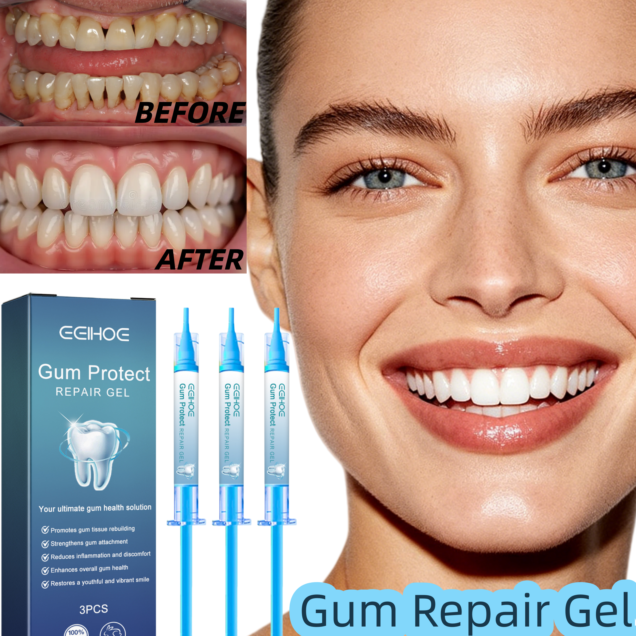 Gum Repair Gel,Dual Herbal Def - огляд і ціна Teeth Whitening Uv Kit