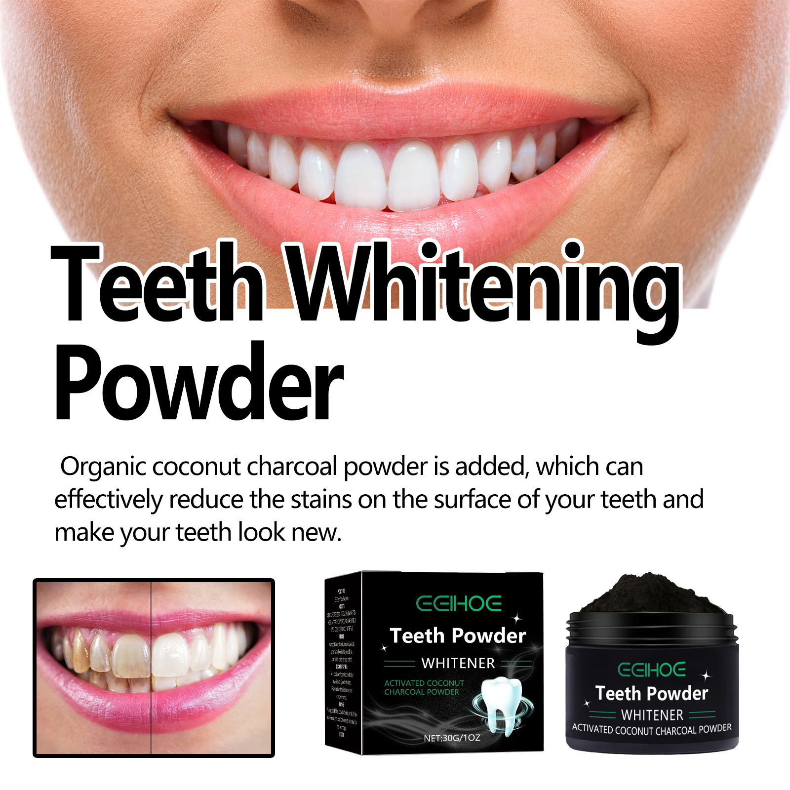 Natural Teeth Whitening Powder - огляд і ціна Teeth Whitening Baking Soda